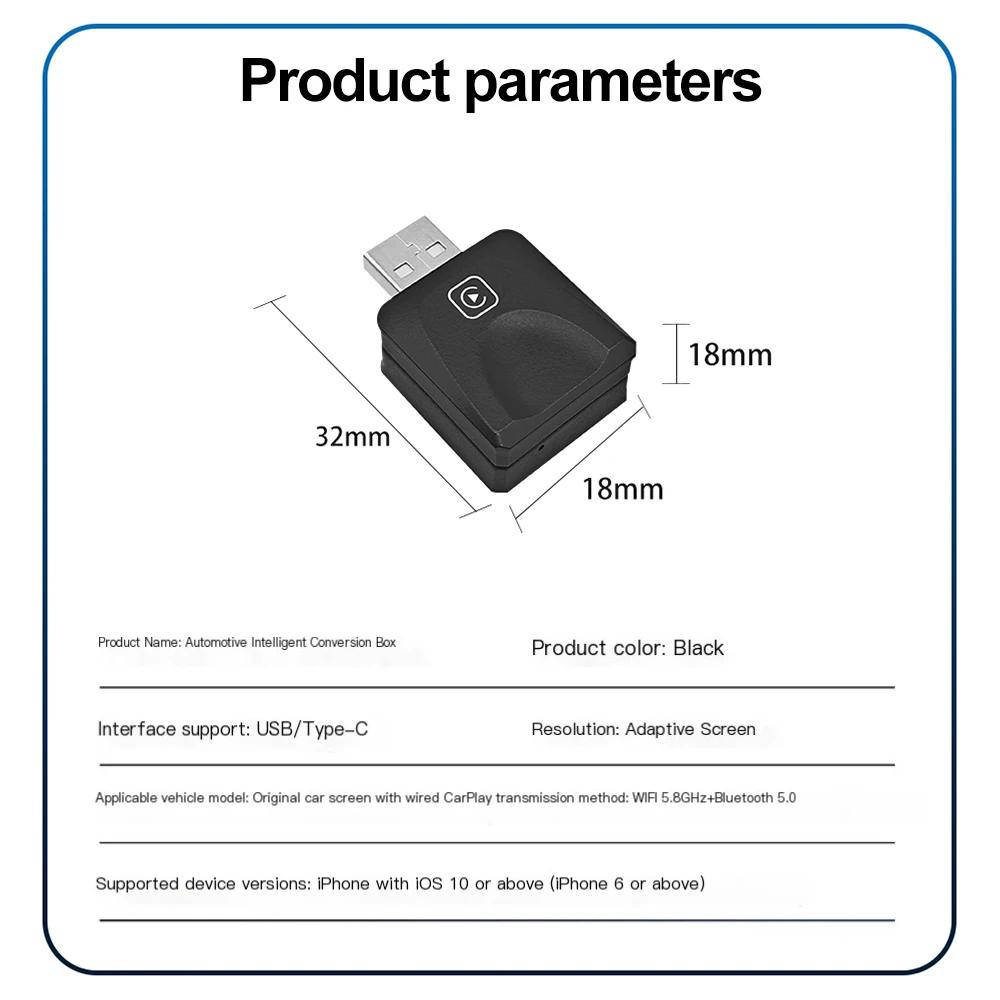 2 In 1 Wireless Carplay Adapter Smart Mini BOX Plug and Play Bluetooth 5.0 WiFi Fast Connect Plug and Play for OEM Wired CarPlay