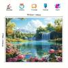 1pc Landscape with Forest and River Background Vivid Flowers and Waterfalls Suitable for Indoor/outdoor Holiday Decorations