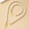 Light Luxury Pearl Bracelet Necklace Set Alloy Love Collarbone Chain Love Pendant Necklace Set