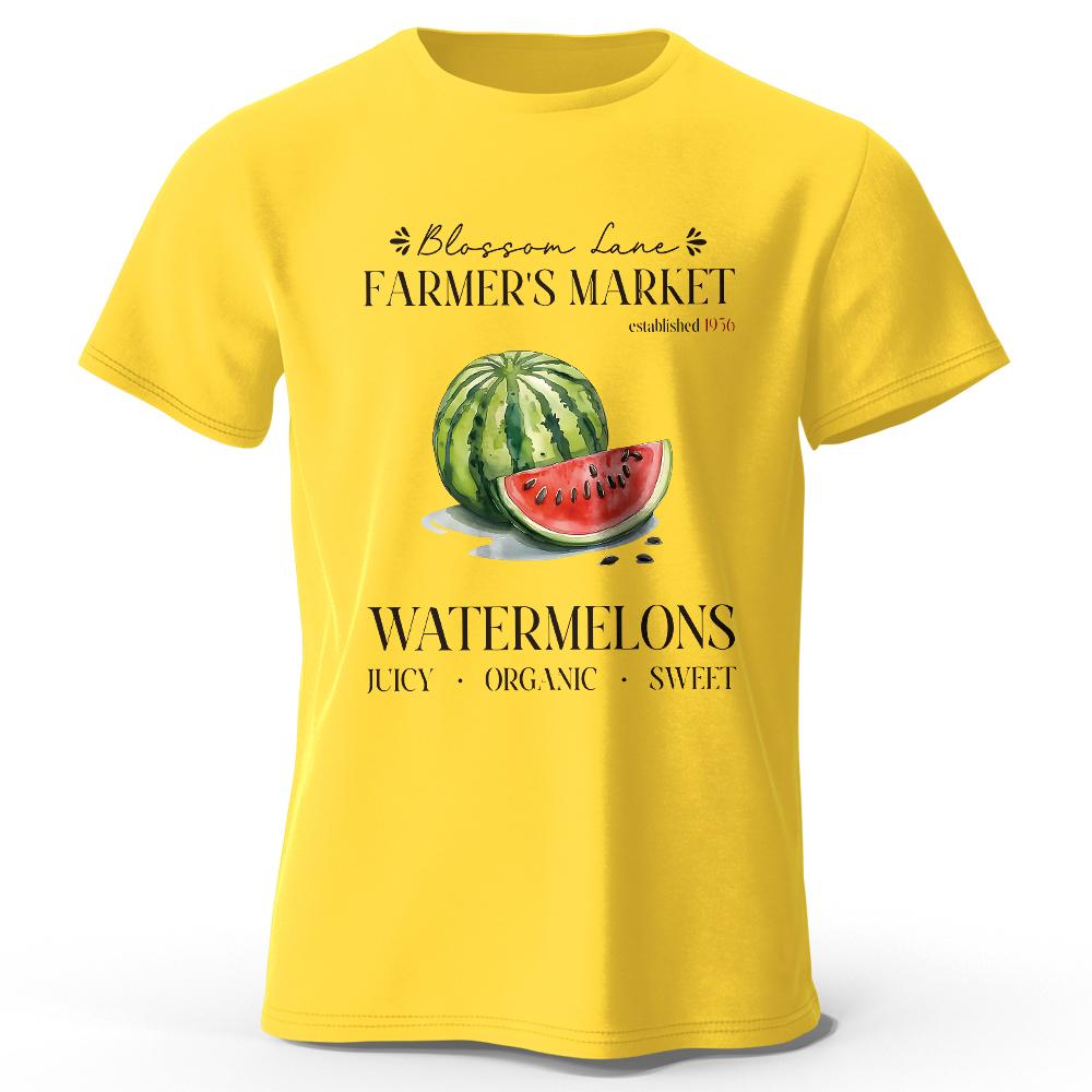 Watercolor Watermelon Tee - Artistic Fruit Print Soft Comfortable Casual Top for Summer