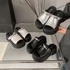 Small Thick-bottomed Cool Slippers for Women's Outer Wear 2025 Summer New High-end Metal Buckle Light Bottom High-heeled Sandals for Women