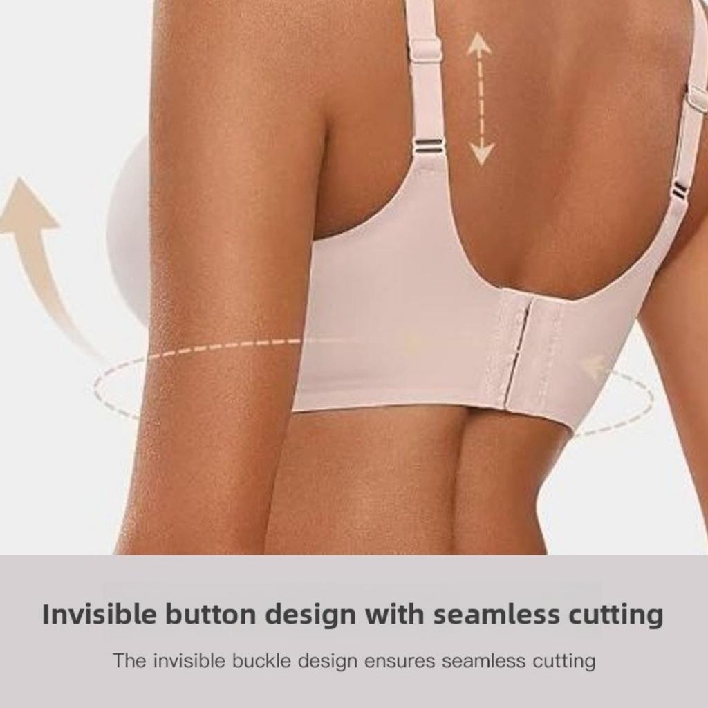 Women's Comfortable Wireless Bra - Seamless Soft V-neck Full Coverage with Removable Pad, Breathable Daily Casual Underwear, Machine Washable
