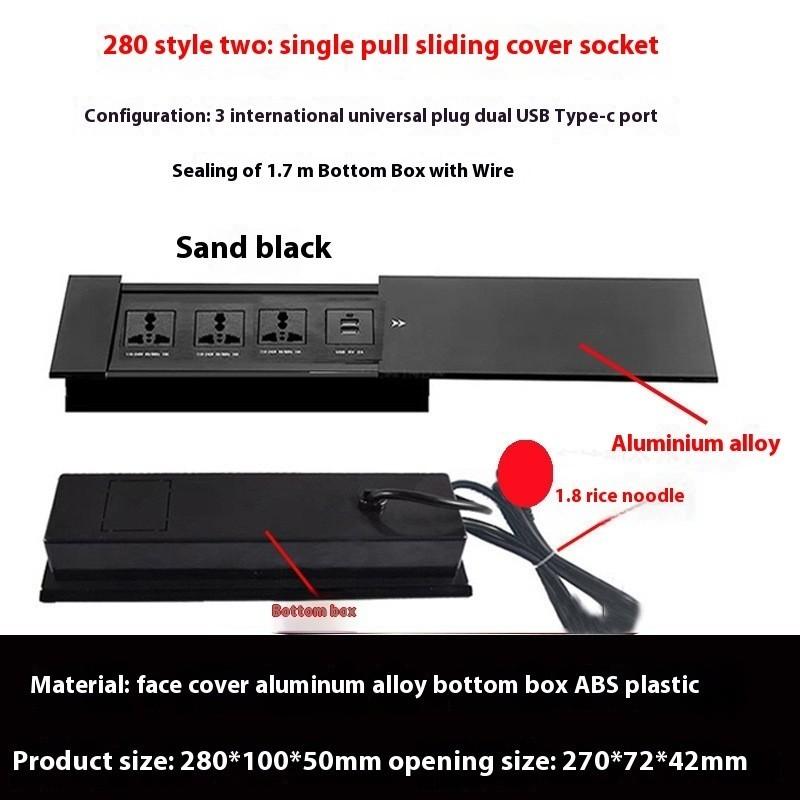 Verbesserter Einbau-Konferenz-Schreibtischsockel Versteckter Typ Multifunktional 3 Löcher 5 Löcher Inseltisch Seiten-Schiebeschalter