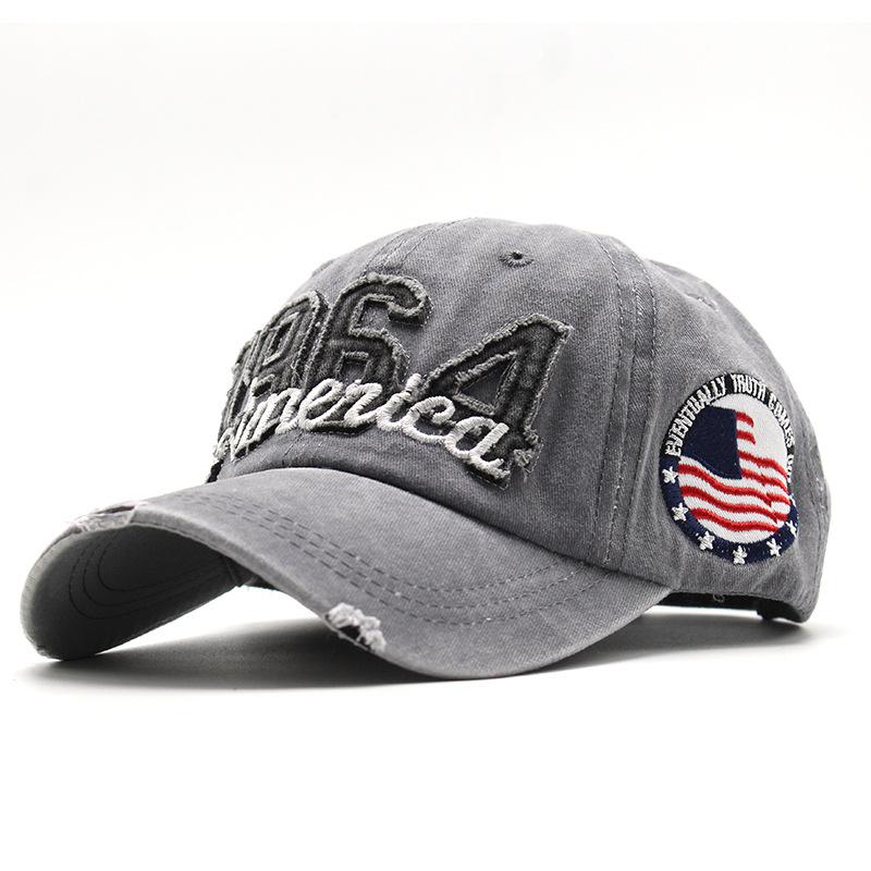2021 Baseball Cap 1964 Embroidery America Washed Denim Vintage Washed Cotton Summer Male Outdoor