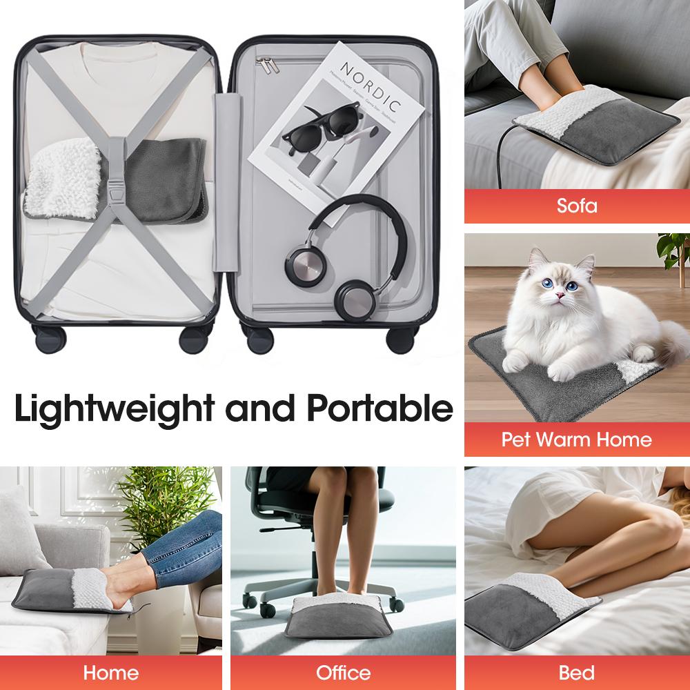 Electric Heating Foot Pad 50°C Constant Temperature Soft Plush Portable USB Plug-and-play Home Office Detachable Warm Foot