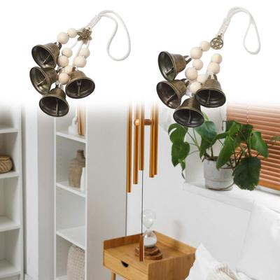 Witch Bell Home Decor Vintage Design Rustic with Wood Beads Hanging Bell Decorative for Window Wind Chime Door Knob Hanger
