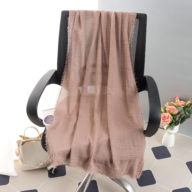 Sciarpa grande da donna in cotone e lino di colore puro: Foulard musulmano primaverile/estivo, telo mare, scialle con protezione solare