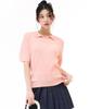 CHASECULT Women'S Cable Open Collar Sweater - Pink