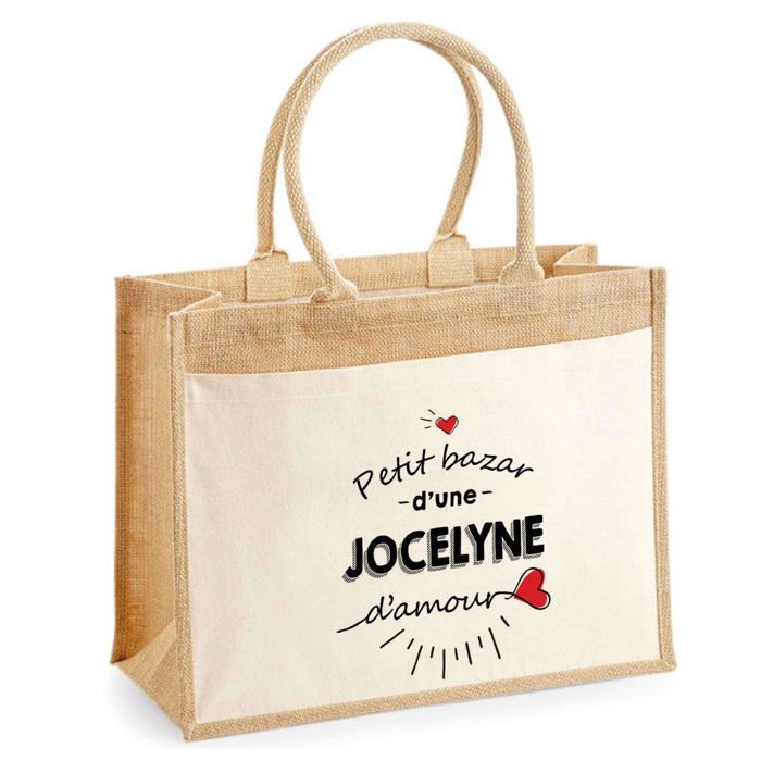 Sac de plage - PLANETEE - jute avec poche Bazar d'une Jocelyne d'amour - Coton - 43x33 cm - Bandoulière
