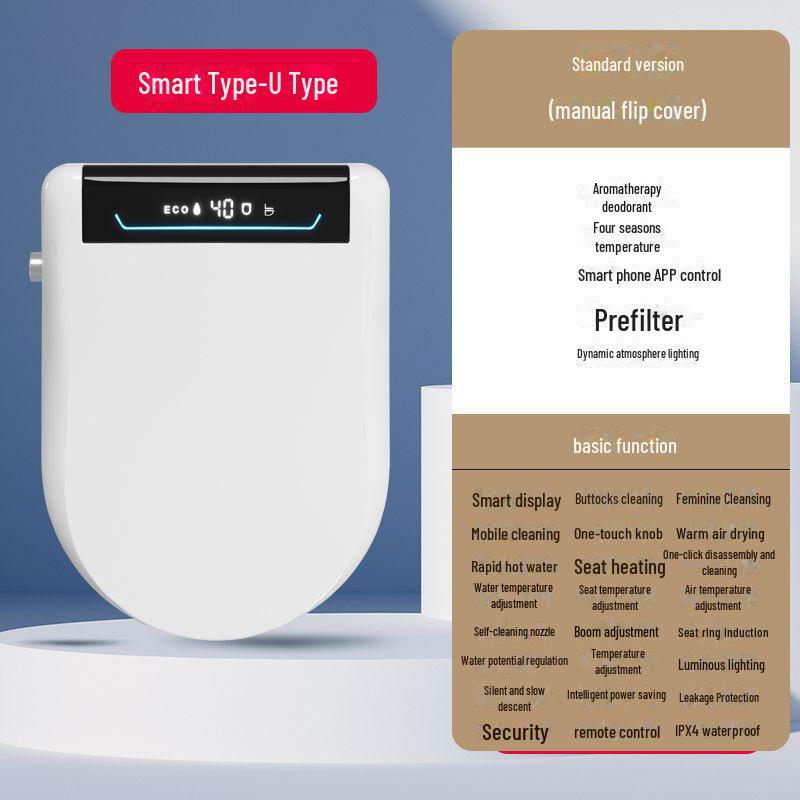 110V Smart Toilet Seat: Automatic Flip, Instant Heating, Electric Flush, Drying, Heated Seat