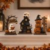 Vintage Halloween Wooden Tabletop Sign Trick or Treat Haunted House Statue  Shelf Decor