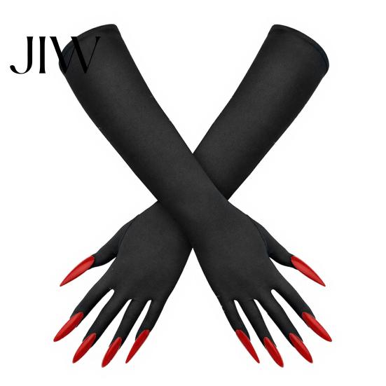 Comfortable Spooky Gloves 1 Pair Halloween Ghost Claw Gloves, Long Fingernail Witch Costume Elastic Polyester Accessory, Dark Party Performance