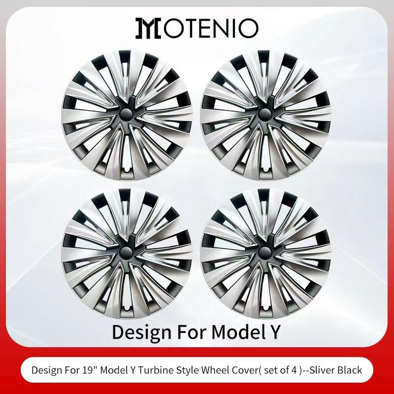 AMV1 4PCS for Model Y 2020-2024 4PCS 19 Inch New Turbine Style Matte Black Hubcap Cover Hub Cap Replacement Wheel Cap for Tesla