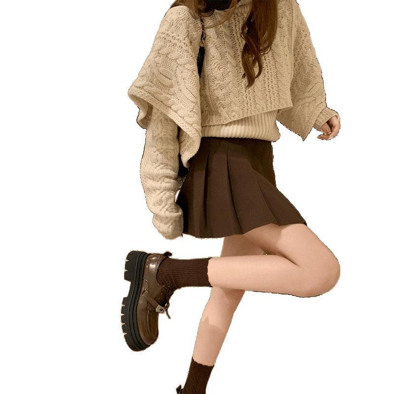 Schnürschuhe Einzelne Schuhe Dicke Ferse Dicksohlige Muffin-Lock-Loafer Kleine Lederschuhe