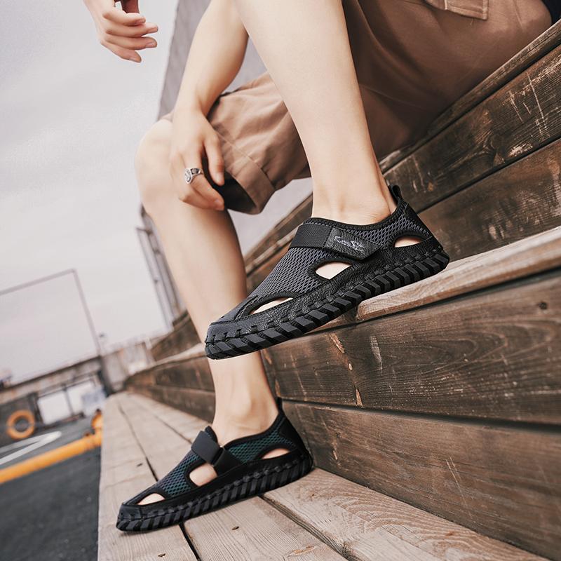 Mode Herren Sommer Atmungsaktive Hochwertige Sandalen Bequem und Rutschfest Coole Pantoffeln Schlichte und Modische Herren Freizeit-Sandalen
