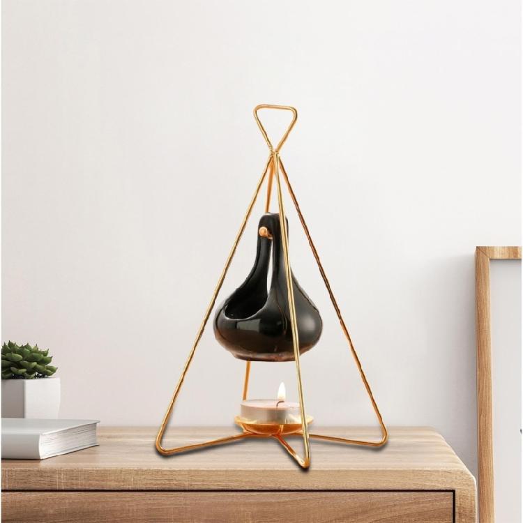 Fashionable Essential Oil Warmer with Iron Frame Scented Candle Holder for Bedrooms and Living Room