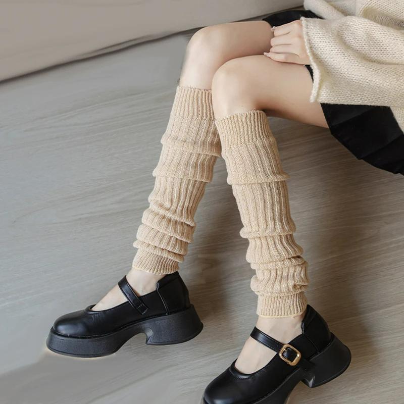 Autumn/Winter Leg Warmers Thigh High Socks Over Knee Footless Socks Knitted Long Boot Cuffs Topper Socks For Women