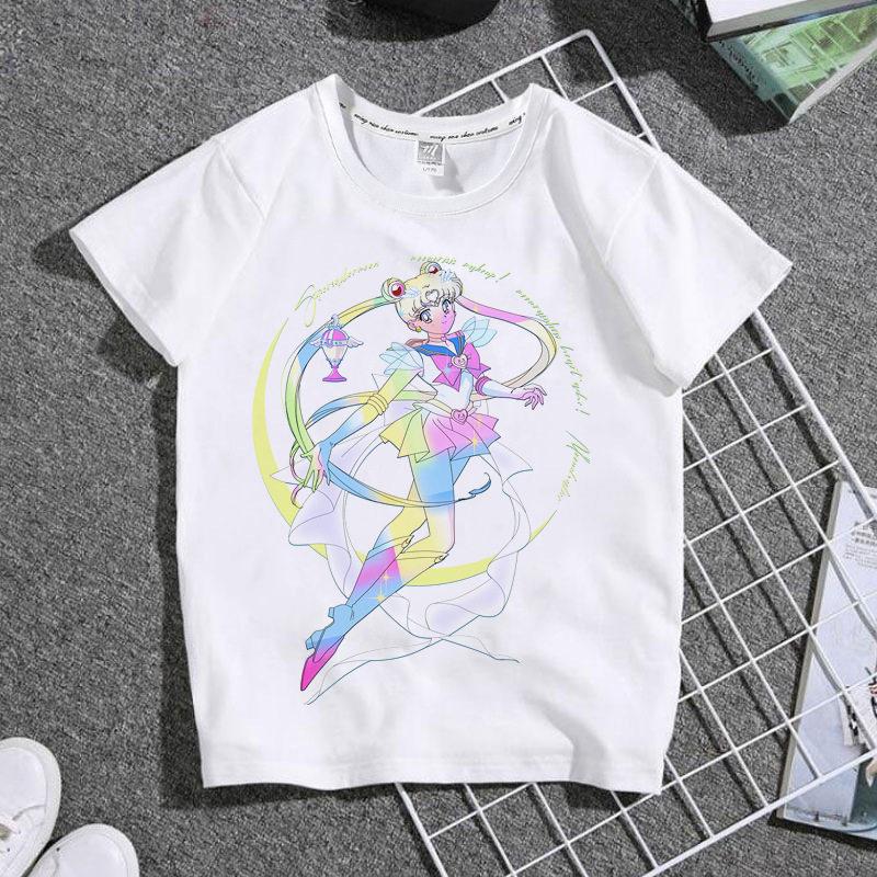 New Childrens Shortsleeved Tshirt with Japanese Anime Beauty Warrior Print  A Familyfriendly Top