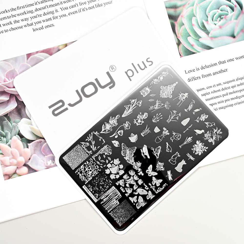 Destičky na ražení nehtů Zimní linky svetru s pruhovaným vzorem Šablony na nehty DIY geometrický kostkovaný design nehtová deska Obrázek Decoratio