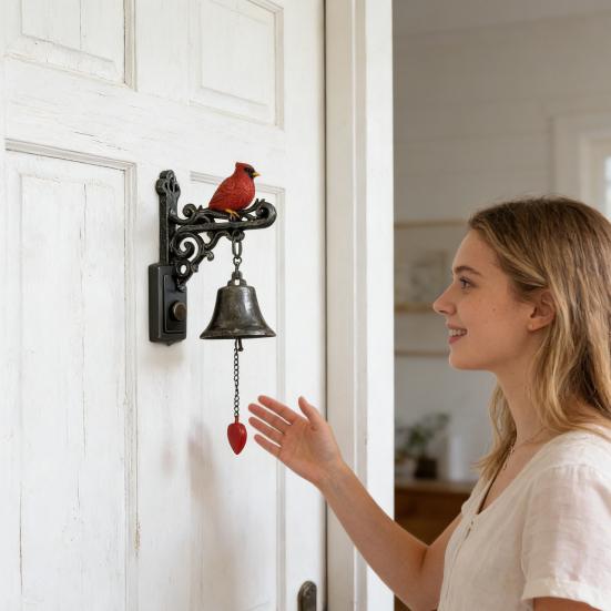 Vintage Roter Vogel Willkommens-Türklingel Wetterfest Wandmontage Abendessen Hängende Glocke Innen Außen Garten Haus Dekorative Türglocke