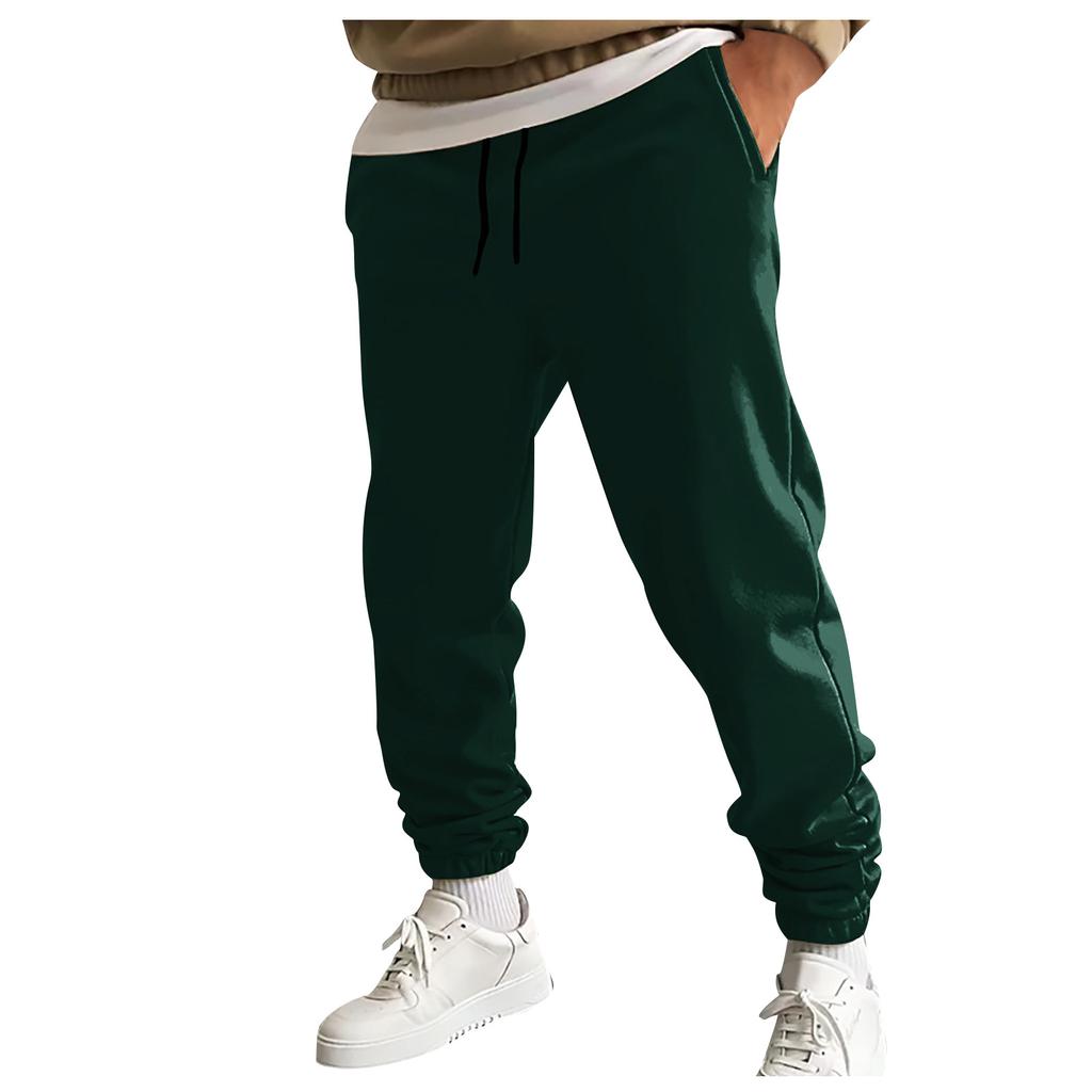 Casual Pants Men'S Loose Zipper Pocket Drawstring Elastic Waist Sports Pants