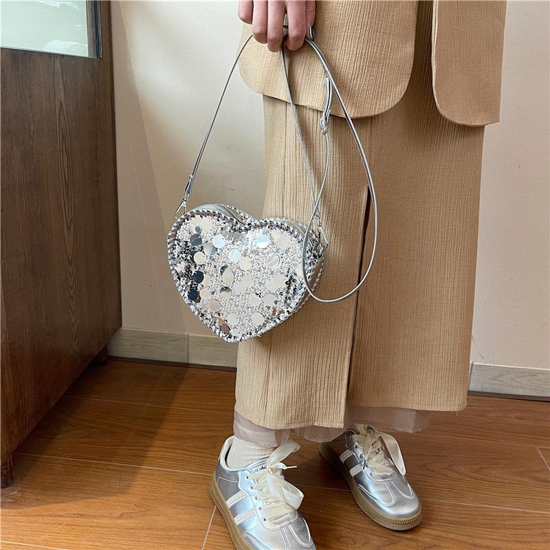 New Sequined Love Bag Women's Season Summer New Personalized Spice Girl Niche Design Messenger Bag
