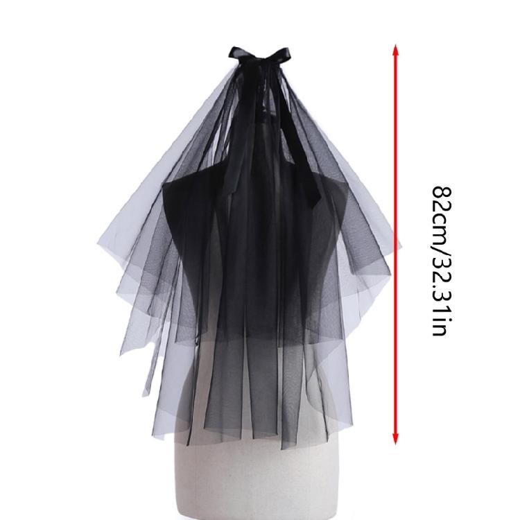 Dark Series Black Mesh Veil for Halloween Masquerade Party Bride Dress Up Wedding Veil for Parties Festival Props