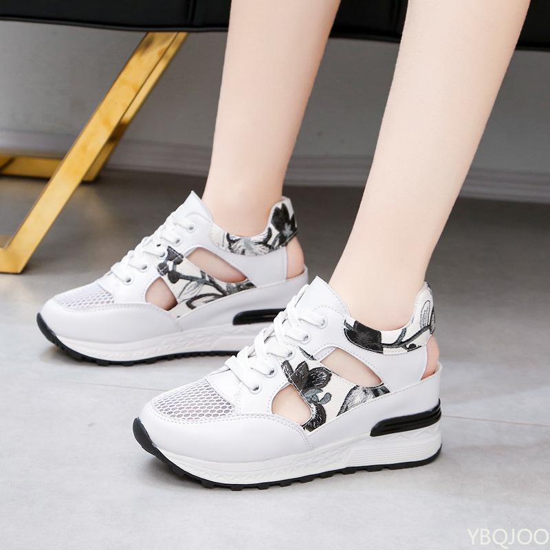 

Женские новые летние дышащие сандалии Модные сандалии на толстой подошве Женская обувь Повседневные нескользящие спортивные сандалии Женские туфли с перфорацией на шнуровке 35 чёрный