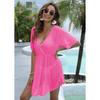 Women's See Through Mesh Deep V Irregular Waist Waist Beach Bikini Smock Dress