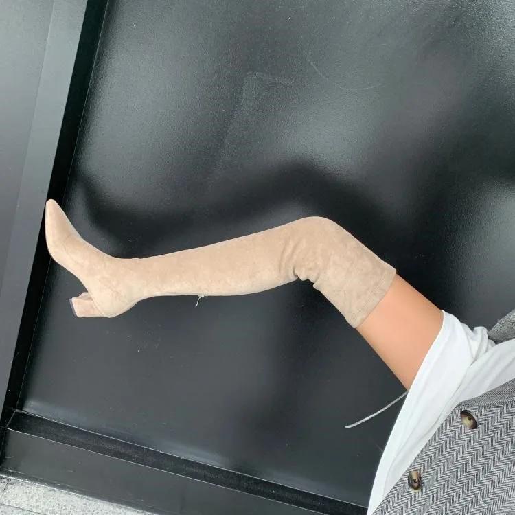 Fashion Sexy High Boots Women 2024 Winter New Fashion Over The Knee Warm Botas Mujer Suede Back Zipper Pumps Sock Shoes High Heels Boots