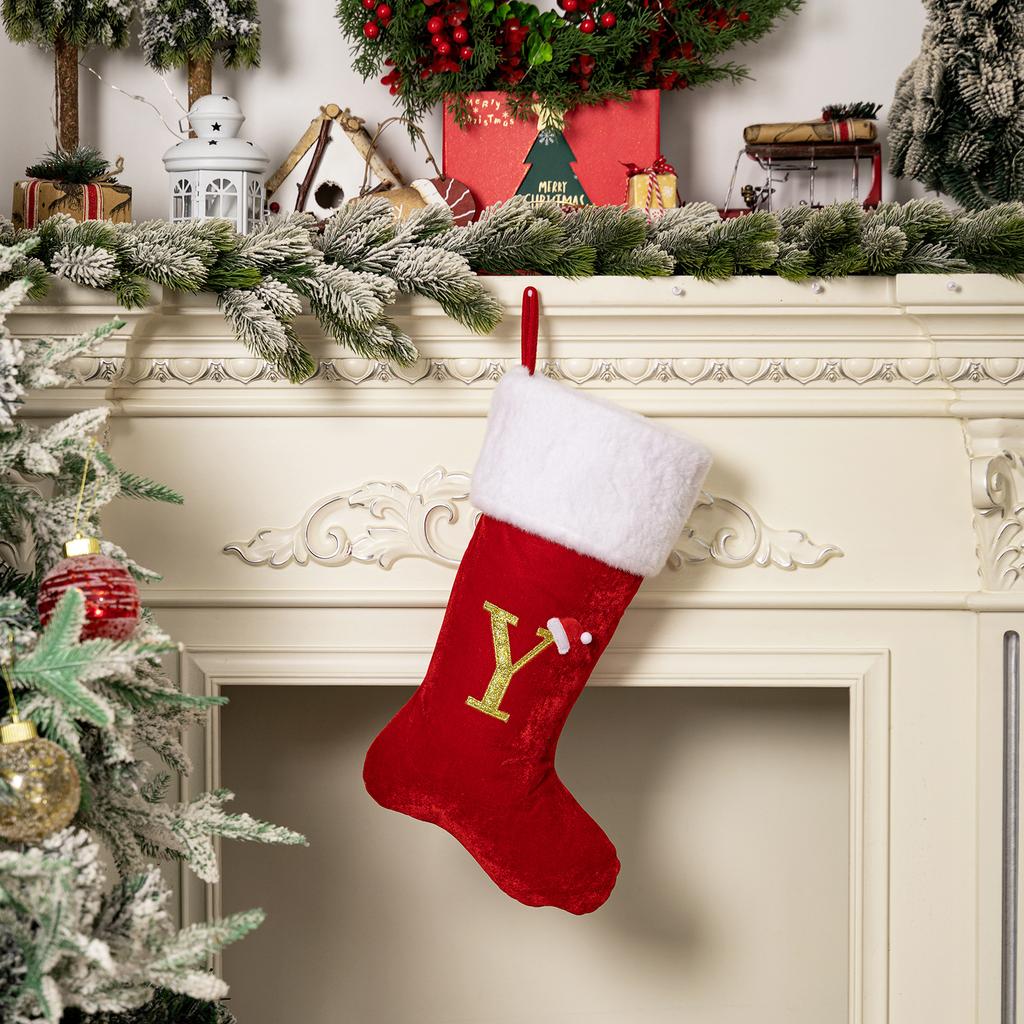 Christmas Home Decoration Red Premium Canary Letter Socks Festive Creative DIY Room Xmas Tree Decoration Christmas Gift Socks