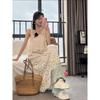 Summer New Arrival Women's Fog Flower Hollow Dress Vacation Blouse Slim Looking Youthful-Looking Loose Vest Dress
