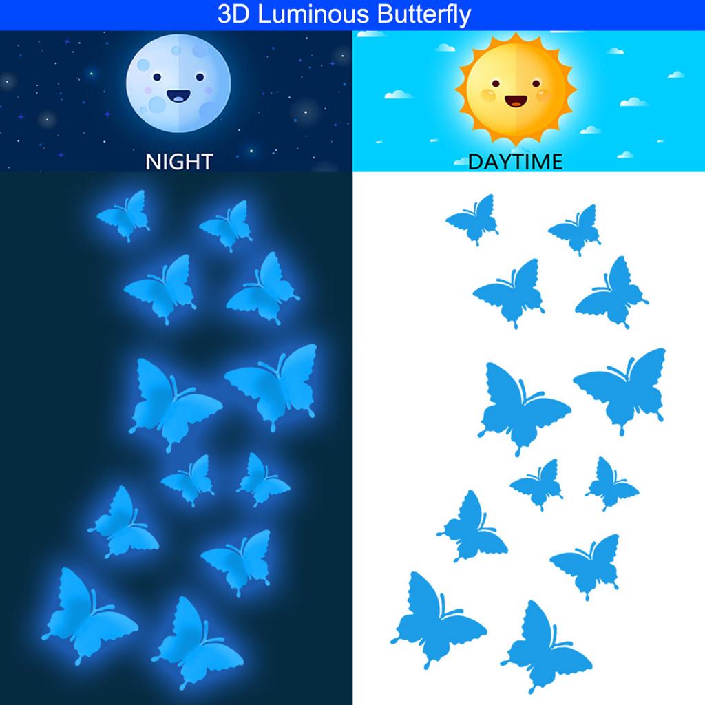 Cheap 12pcs Luminous Butterfly Decal Art Wall Stickers Home Decor Glow