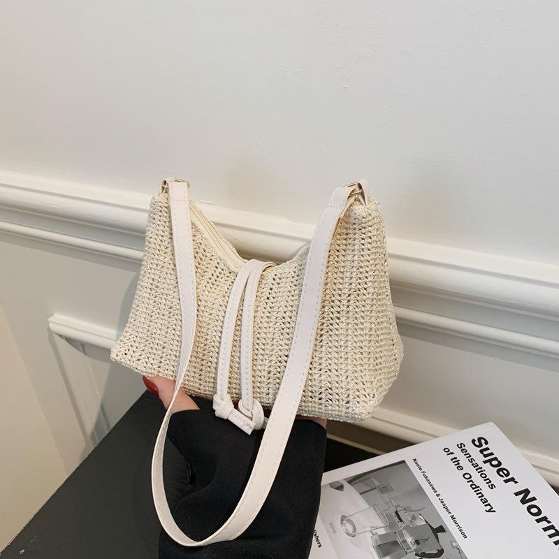 

Simple Women Straw Shoulder Underarm Bags Travel Vacati Style Ladies Woven Crossbody Bag Lightweight Female Phe Handbags бежевый
