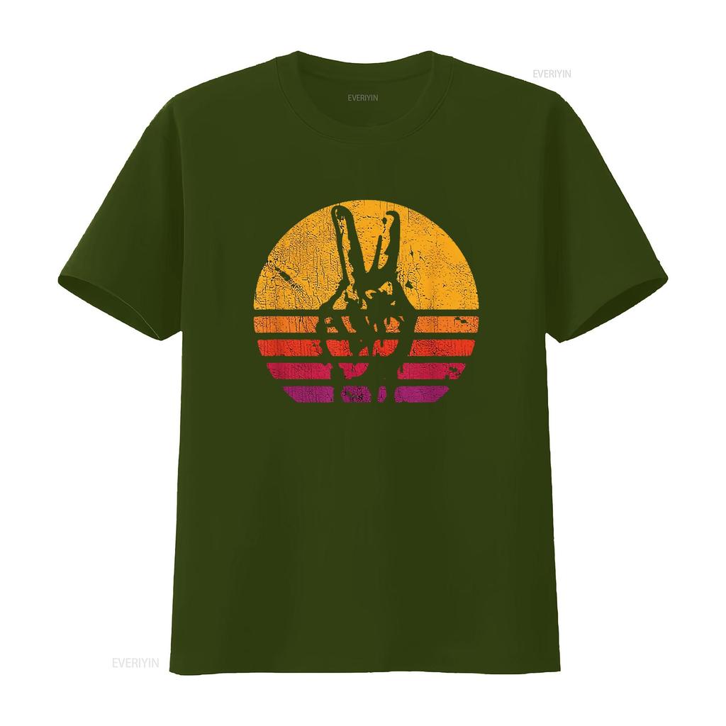 Womens Retro Peace T Shirt Love 60 S 70 Hippie Inspired Vintage Washed Breathable Top For Everyday Wear Stretched Slightly
