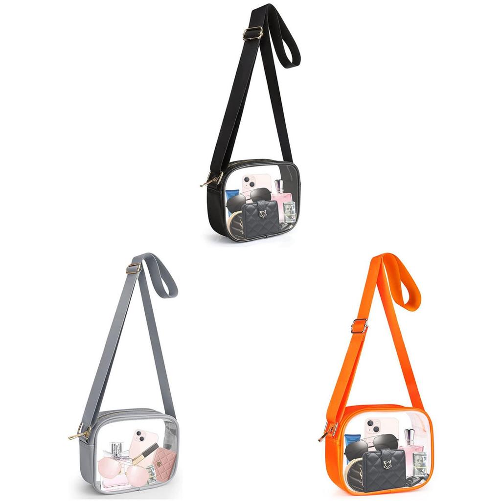 Pvc Transparent Crossbody Bag For Concerts And Sports Events With Zipper Closure For Daily Use