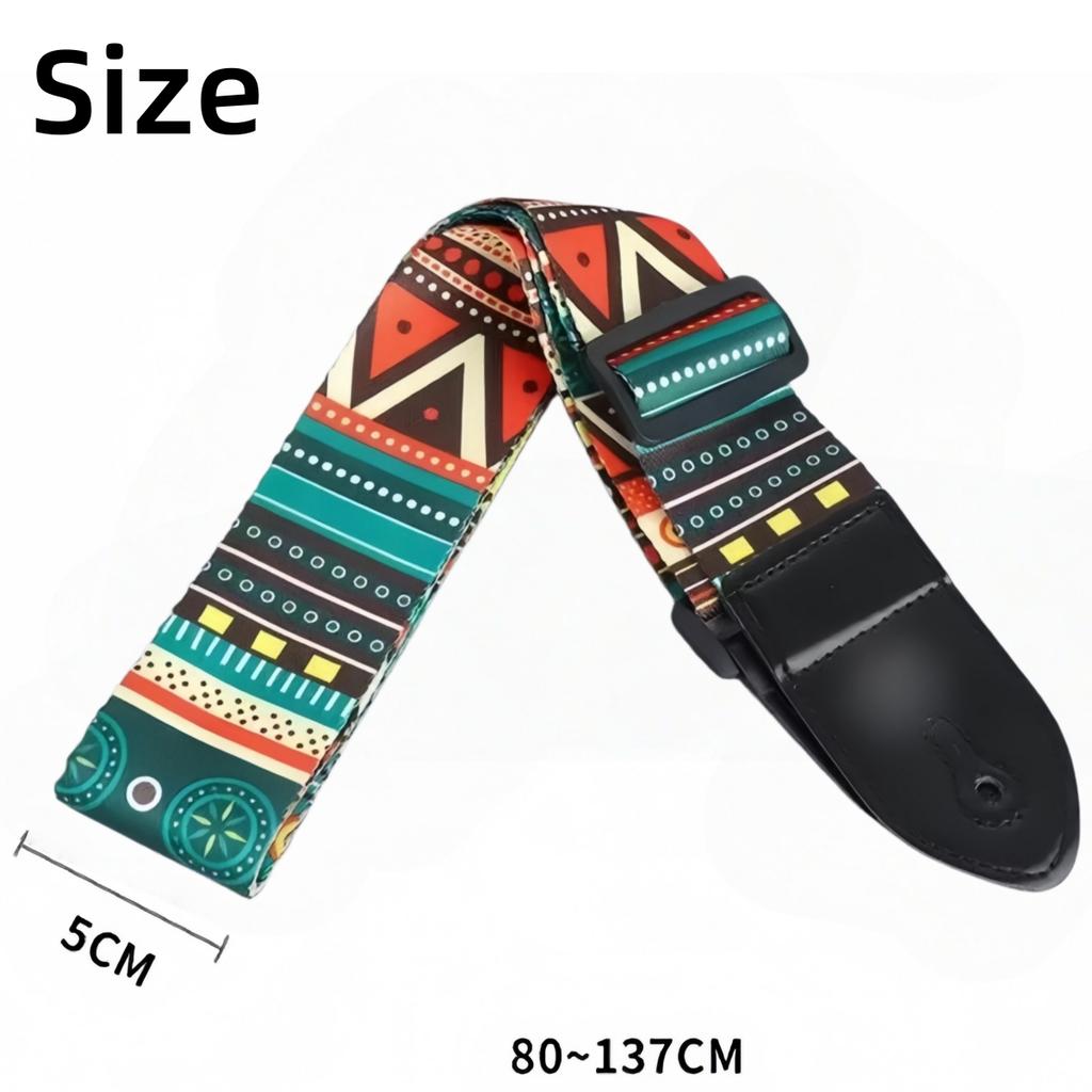1pc Extra Wide Acoustic Guitar Strap, Leather Belt Adjustable Shoulder Strap with Artistic Print for Guitar & Bass