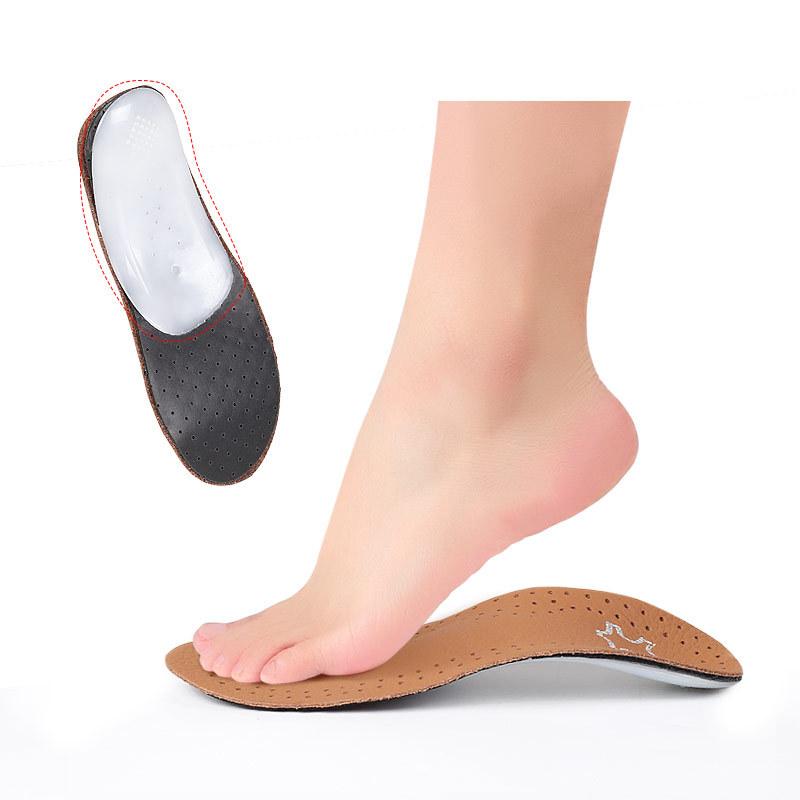 Leather Childrens Arch Insole Flat Foot XO Leg Support Orthopedic Pad Shock Absorbing Breathable Full Foot Pad