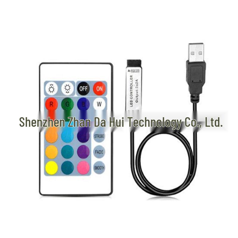 

Seven-Color LED Light Strip with 24-Key Infrared USB Controller and Remote Dimmer