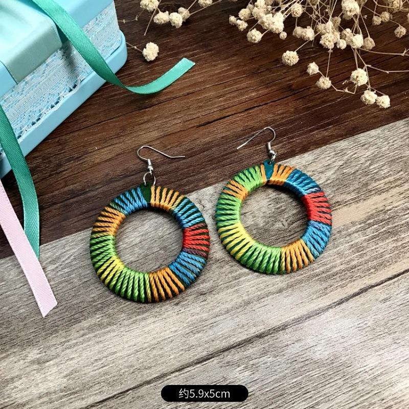 Natural handmade coconut shell earrings Bohemian women's retro cute versatile earrings temperament earrings