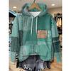 Womens Relaxed Fit Hooded Long Sleeve Sweatshirt With 3D Floral Plaid Print Breathable Comfort Casual Top