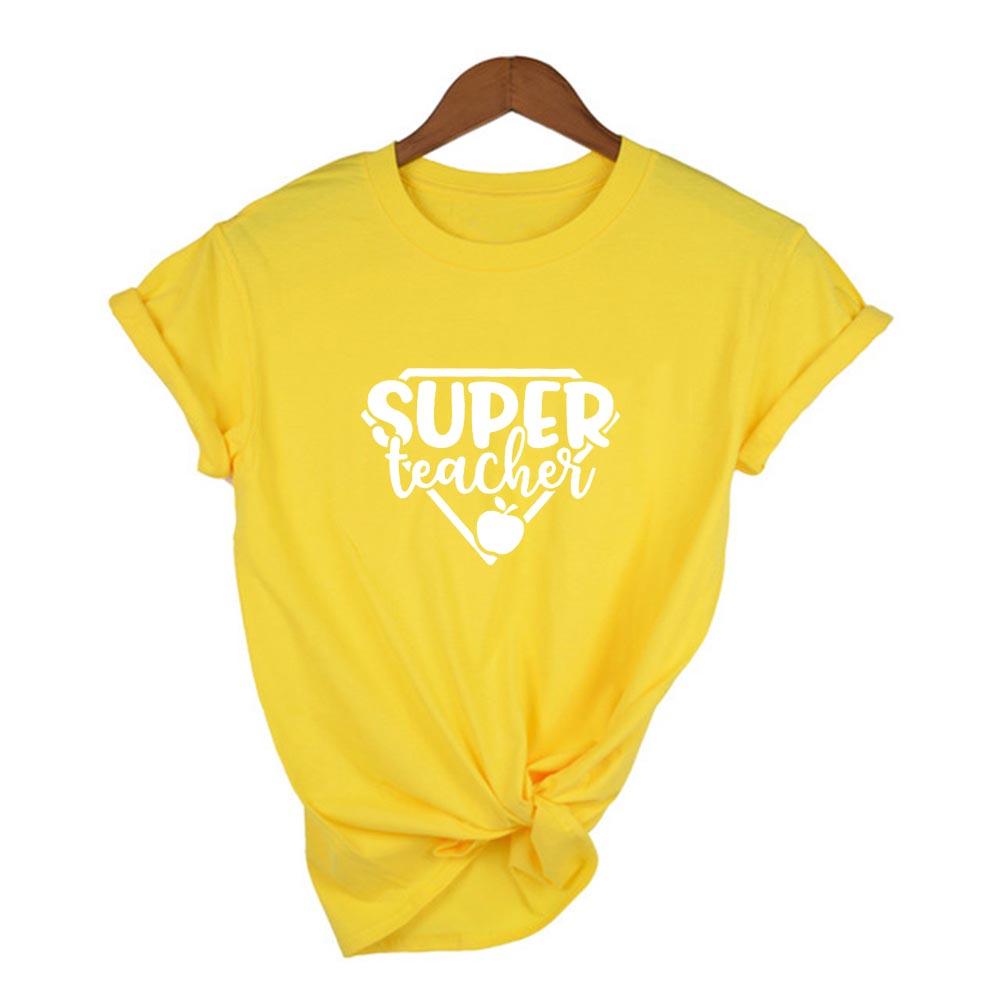 Super Teacher Letter Print Graphic Summer Tees Women Short Sleeve O Neck T Shirt Vintage Harajuku