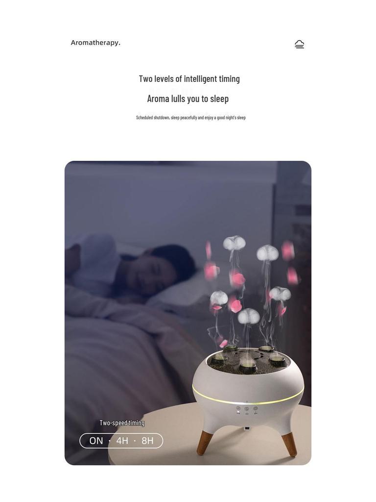 Jellyfish Humidifier: Desktop Aroma Diffuser with Smoke Rings, Multiple Sprays, Large Mist Output, 7-Color Lights, Remote Control.