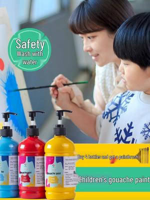 Ensemble de Peinture Gouache Non Toxique 500ml pour Enfants & Étudiants - Peinture Lavable aux Doigts & Aquarelle.