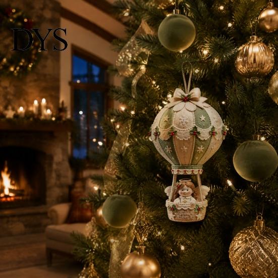 Christmas Tree Hanging Decorations DIY Hot Air Balloon Ornament Kit, 3D Handmade Fabric Craft Diy Kit Project with Santa Claus/Animal Design