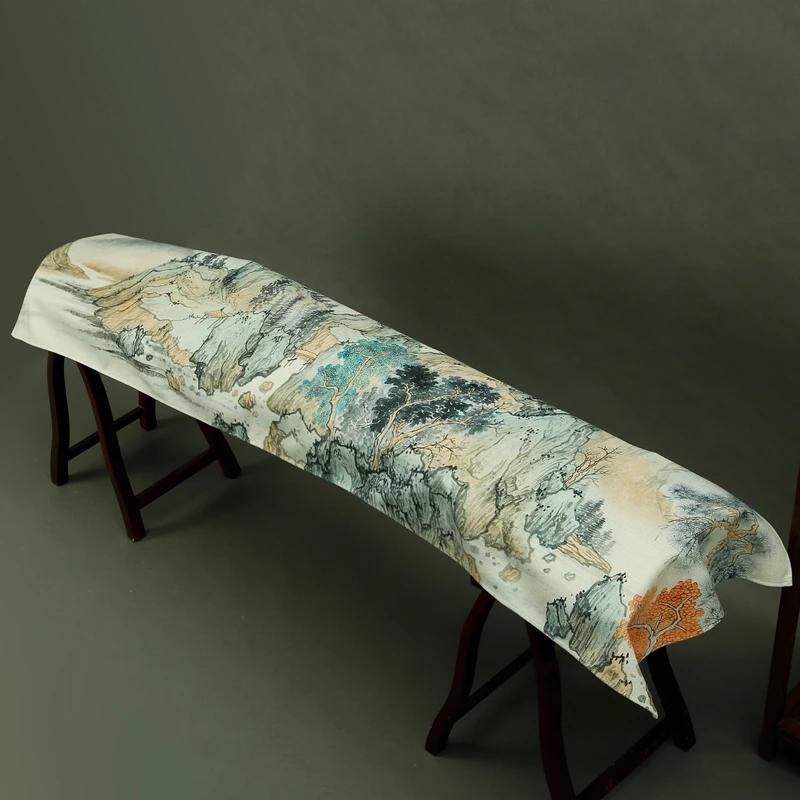 Chinese Ancient Style 163-165cm Elegant Guzheng Cover Dust Cover Edge Classical Literary Piano Organ Keyboard Furniture Cover