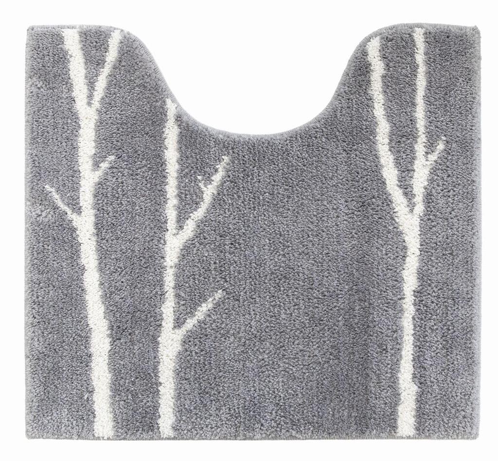 Standardgröße 3-teiliges Toilettenmatten-Set in Grau von Oka Matca, Skandinavischer Stil, mit Dorenimo Hausschuhen und Toilettenpapierhalter-Abdeckung, Wintermuster