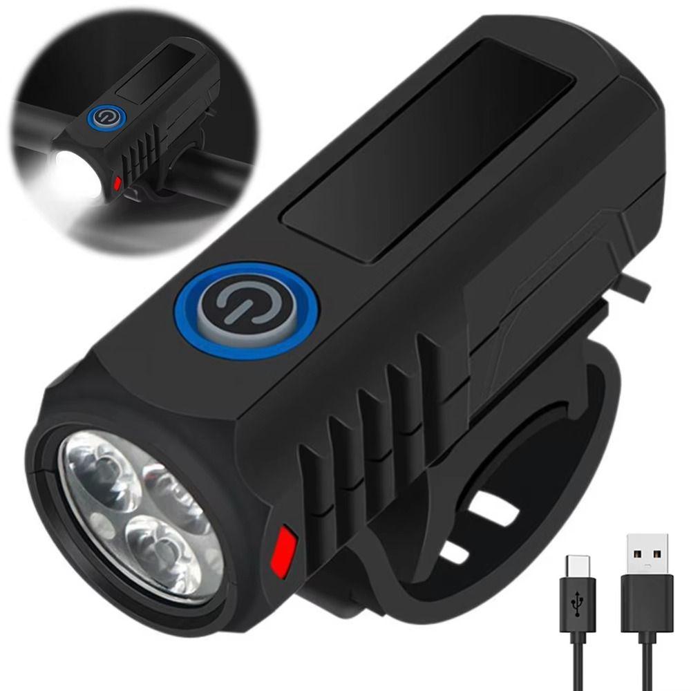 USB Bike Handlebar Flashlight Rechargeable Bicycle Lamp Bike Headlight for Night Outdoor Riding