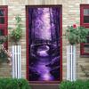 1pcs Self Adhesive Removable Vinyl Door Stickers Dreamy Purple Forest Bridge View Door Stickers Beautiful Moonlight Stream Entra