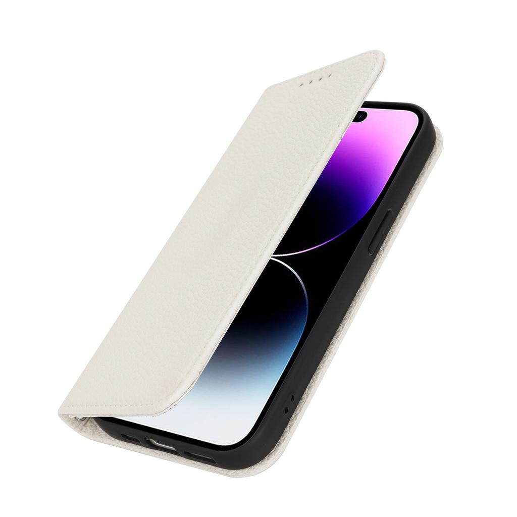 Stand Case for iPhone 14 Pro Max Litchi Texture Leather Flip Phone Cover with Strap/Wallet